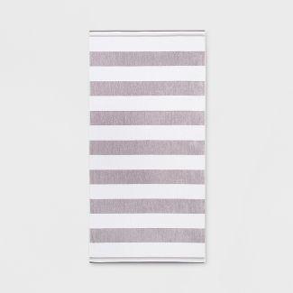 Cabana Stripe Beach Towel XL Gray/White - Sun Squad™