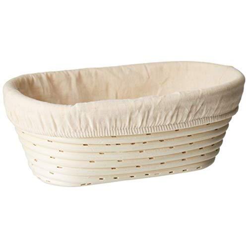 (10 x 6 x 3.5 inch) Oval Bread Banneton Proofing Basket & Liner SUGUS HOUSE Brotform Dough Rising Rattan Handmade rattan bowl - Perfect For Artisan
