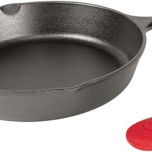 Lodge Seasoned Cast Iron Skillet - Quality Frying Pan for the Stove, Oven, Grill & Campfire - Includes Silicone Hot Handle Holder - Non-Toxic, Nonstick & Long-Lasting - 12 Inches