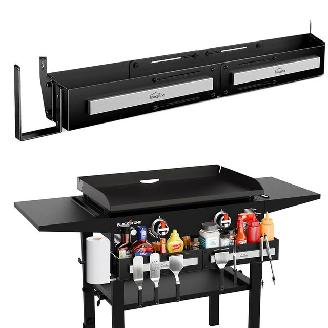 Front Griddle Caddy for Blackstone 28"/36" Griddles, Large Capacity Grill Accessories Organizer for Black Stone with Magnetic Tool Holder, Paper Towel Holder, BBQ Accessory Storage for Outdoor Grill