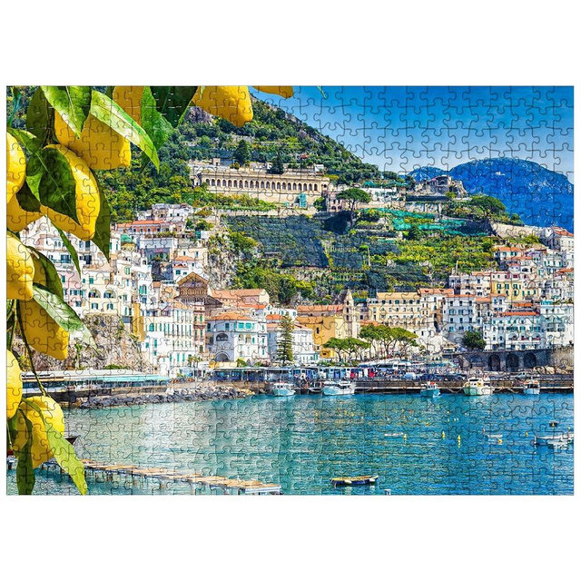 MyPuzzle Panoramic View of Beautiful Amalfi On Hills Leading Down to The Coast, Campania, Italy - Premium 500 Piece Jigsaw Puzzle for Adults