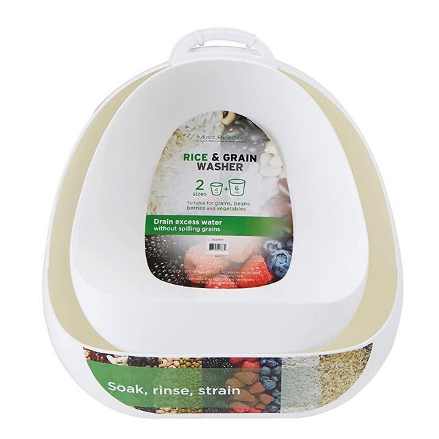 Mind Reader Plastic Rice Washer Strainer Colander with Handle, Washes Grains, Vegetables, Fruits, Rice, Pasta, Beans, and Lentils, Two Sizes Included