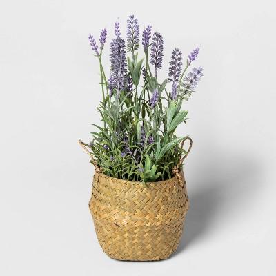 15.5&#34; x 6.5&#34; Artificial Lavender Arrangement in Basket Purple - Threshold&#8482;