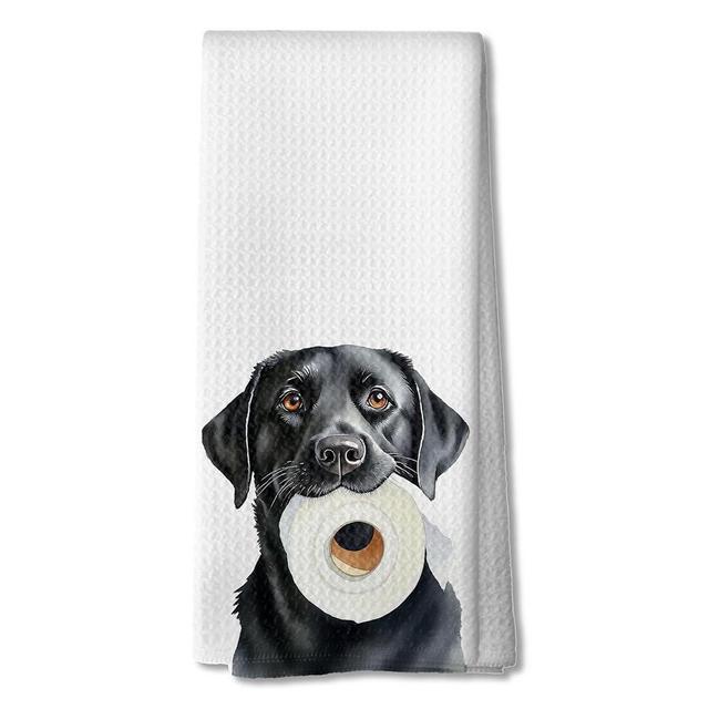 DOFQZ Black Labrador Retriever Toilet Paper Kitchen Towels, Black Lab Gifts for Women Dish Tea Towels, Funny Dog Decor Hand Towel for Kitchen Bathroom, 16x24 Inch, CC139