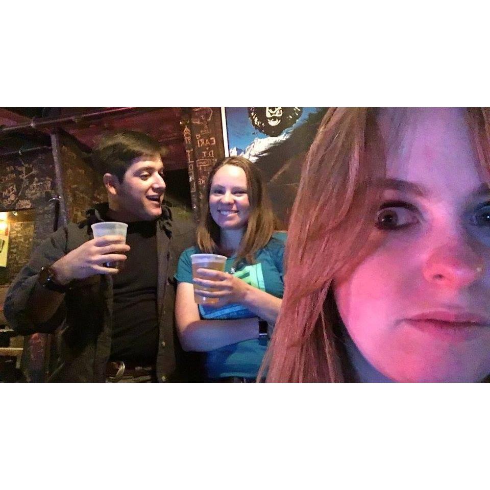 Madeline's sister/executive bridesmaid creeping on us drinking beer 2018