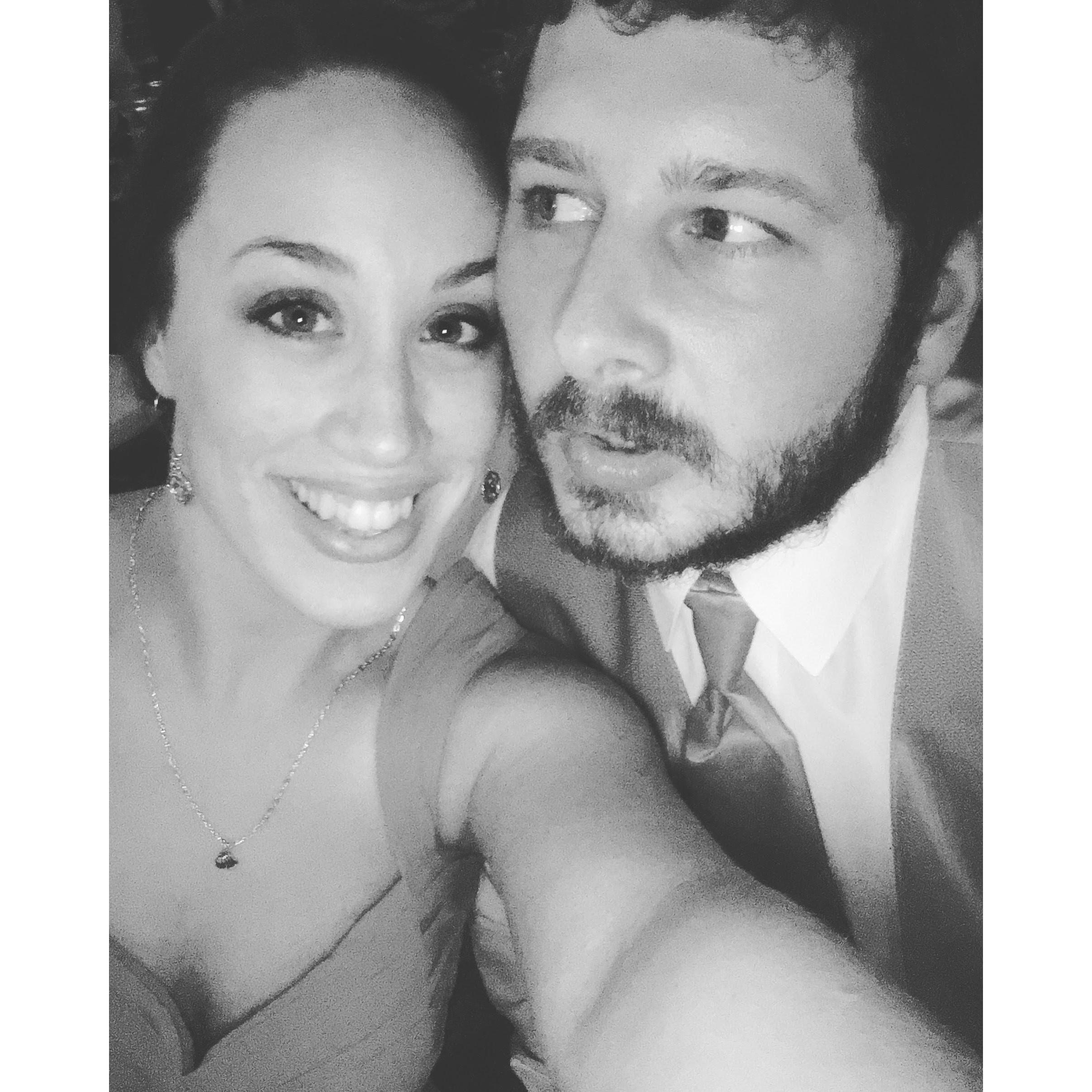 At one of our best friend's weddings... I caught the bouquet and John caught the garter belt... I guess it worked!!
~2016