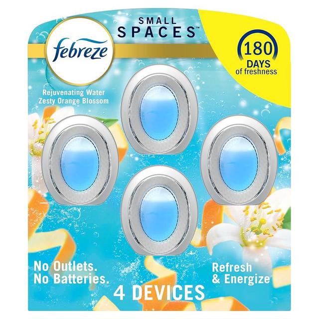 Febreze Small Spaces Air Freshener, Odor-Fighting, Plug In Alternative, Air Fresheners for Home and Bathroom and Kitchen, Closet Air Fresheners, Refresh & Energize Scent, 4 Count