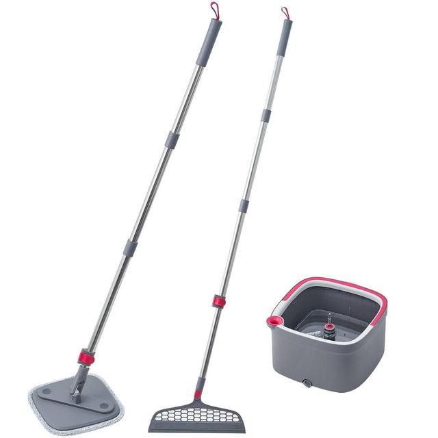 True & Tidy TrueClean Spin Mop & Bucket System with Silicone Sweeper