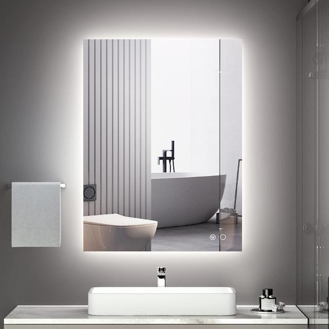 Keonjinn 24 x 32 Inch LED Backlit Mirror Bathroom Mirror with Lights Wall Mounted Lighted Bathroom Vanity Mirror Anti-Fog Dimmable Makeup Mirror(Horizontal/Vertical)