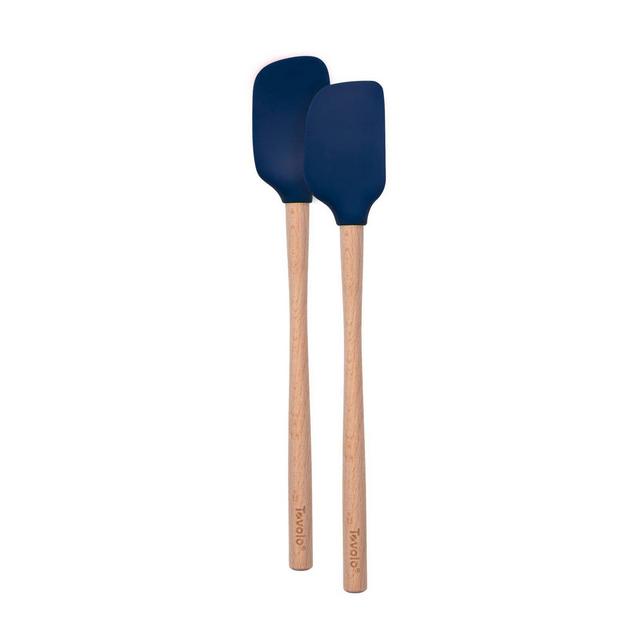 Tovolo Flex-Core Wood Handled Mini Spatula & Spoonula Set of 2 Deep Indigo