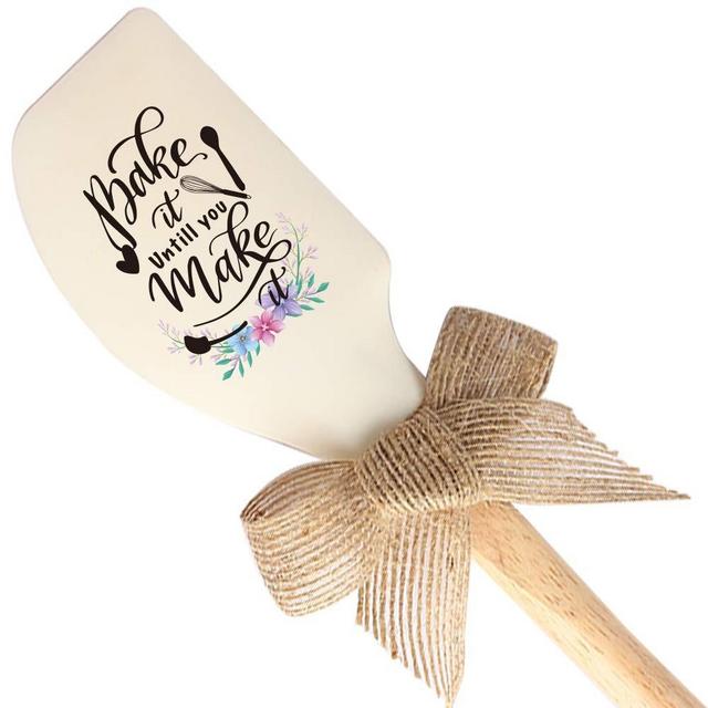 THREE HUMAN Bake It Untill You Make It Funny Silicone Spatula, Funny Baking Tool, Modern Farmhouse Kitchen Decor, Gift for Chef, Sister, Mom, Pastry Chef, Friends