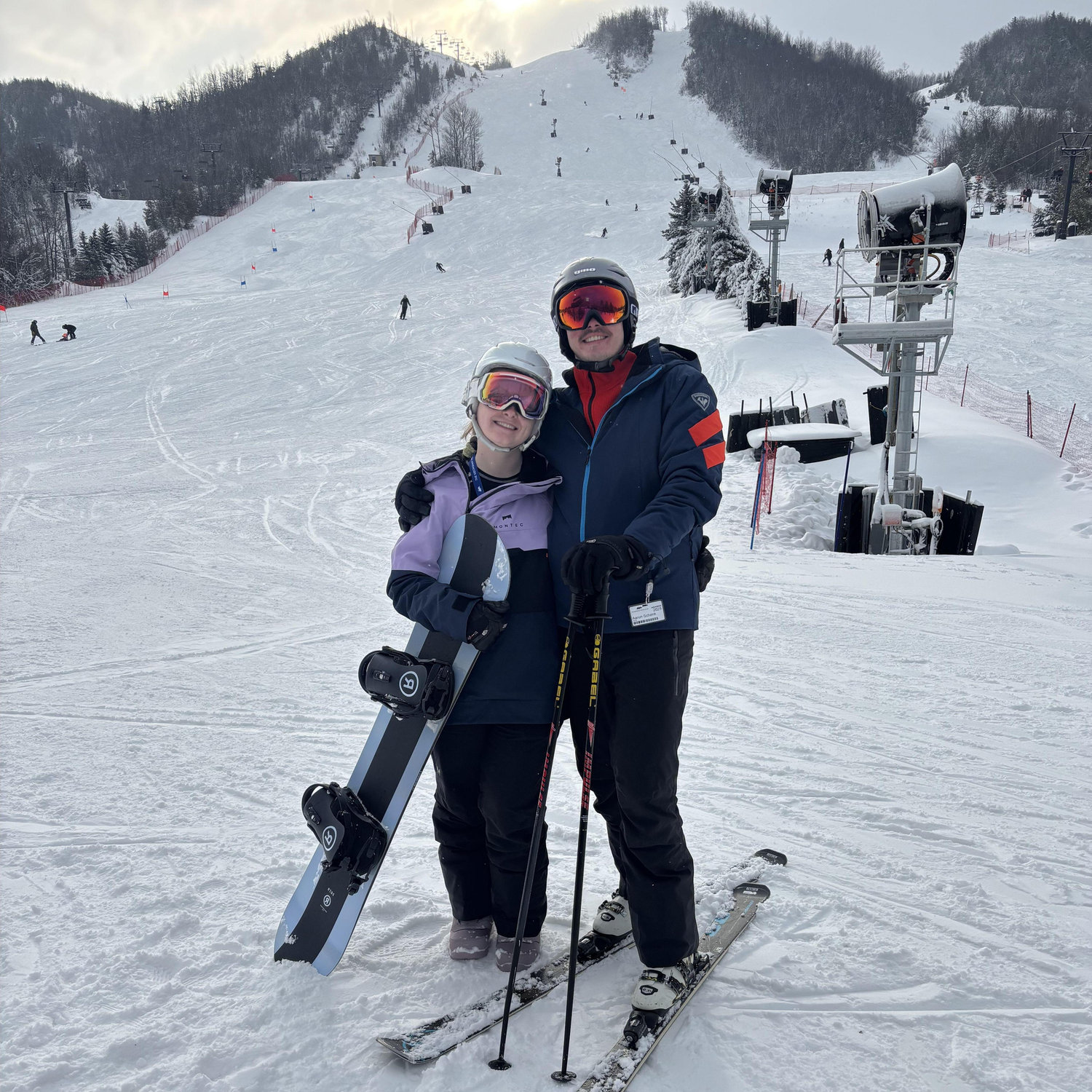 Indoctrinating Aaron in to the craziness that is being a part of a ski club family. And of course, he's a natural!