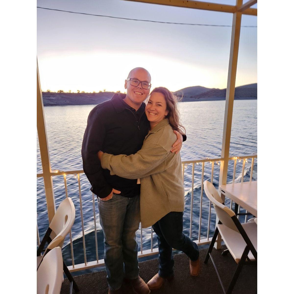 Sunset picture on the boat in Lake Pleasant.
