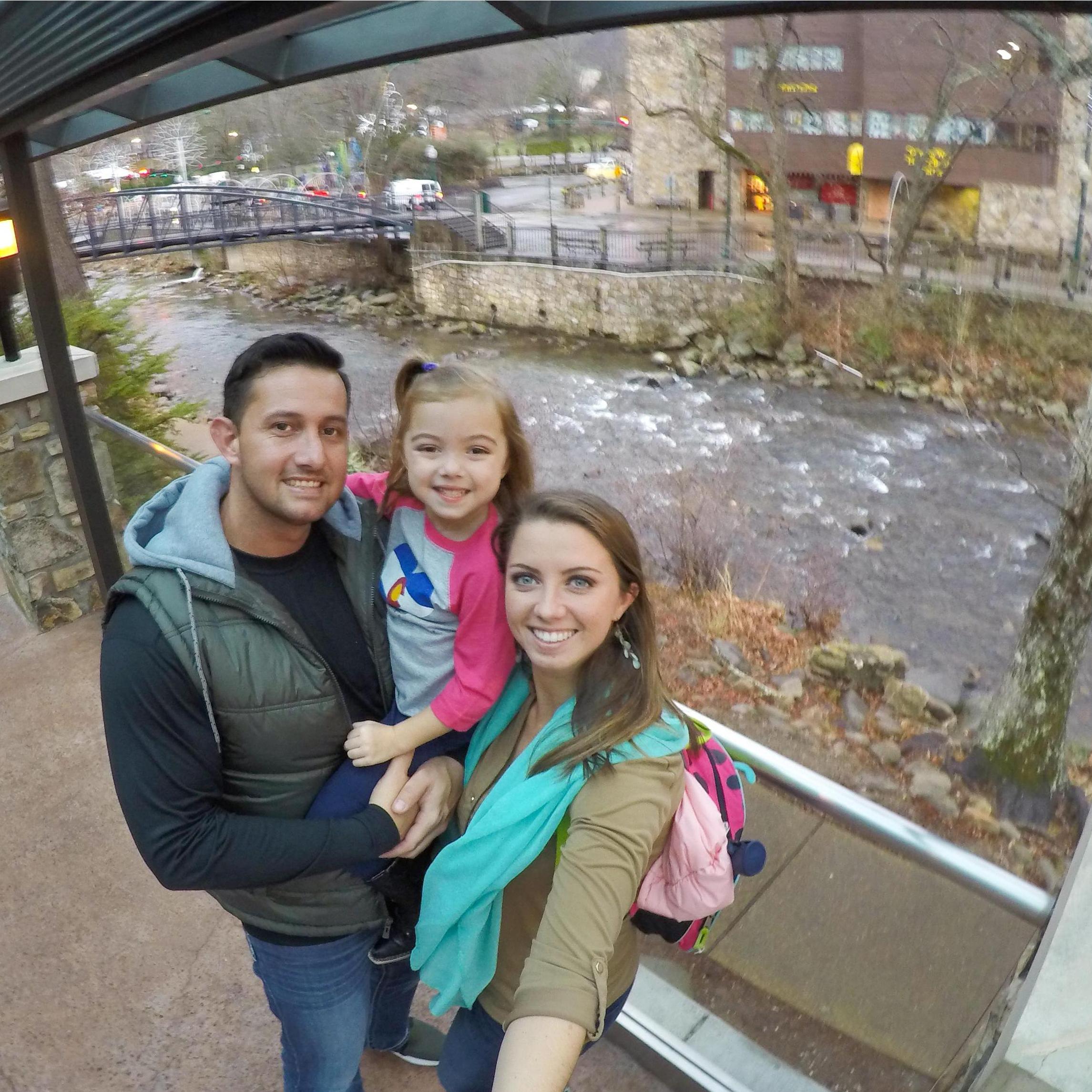 Gatlinburg TN, January 2017. Family vacation, Emma got to see fake snow.