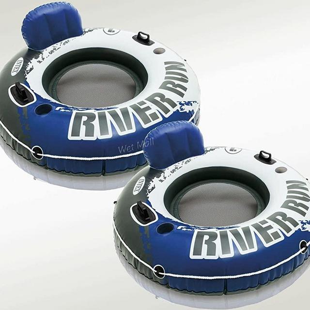 Intex River Run Inflatable Floating Tube Water Raft for Lake River Pool (2 Pack)