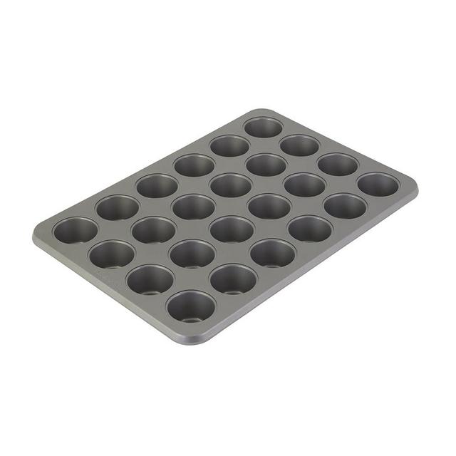 KitchenAid Nonstick 24 Count Muffin Pan with Extended Handles for Easy Grip, Aluminized Steel to Promoted Even Baking, Dishwasher Safe,Contour Silver