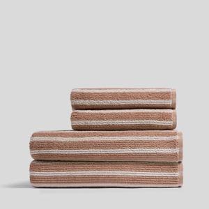 2+2 Organic Resort Stripe Bath Bundle - Adobe with Butter