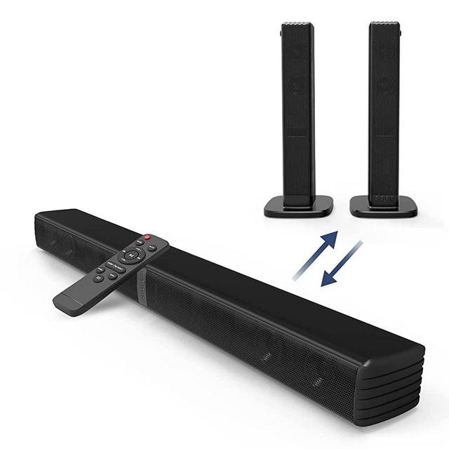 Sound Bars for TV, 2.2 CH 32 inch 3D Surround Sound System with HDMI-ARC/Opt/RCA/BT/Aux in, Built-in DSP Treble/Bass Adjustable, 2 in 1 Separable Design