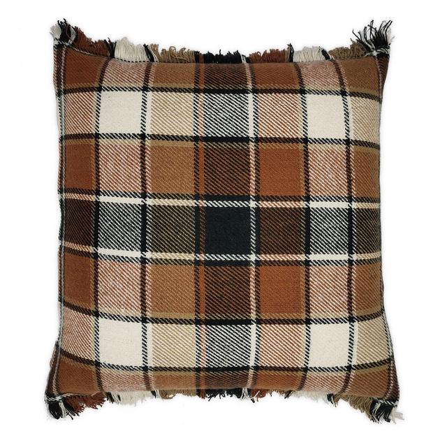 Bee & Willow Home™ Fringe Plaid Square Throw Pillow in Spice