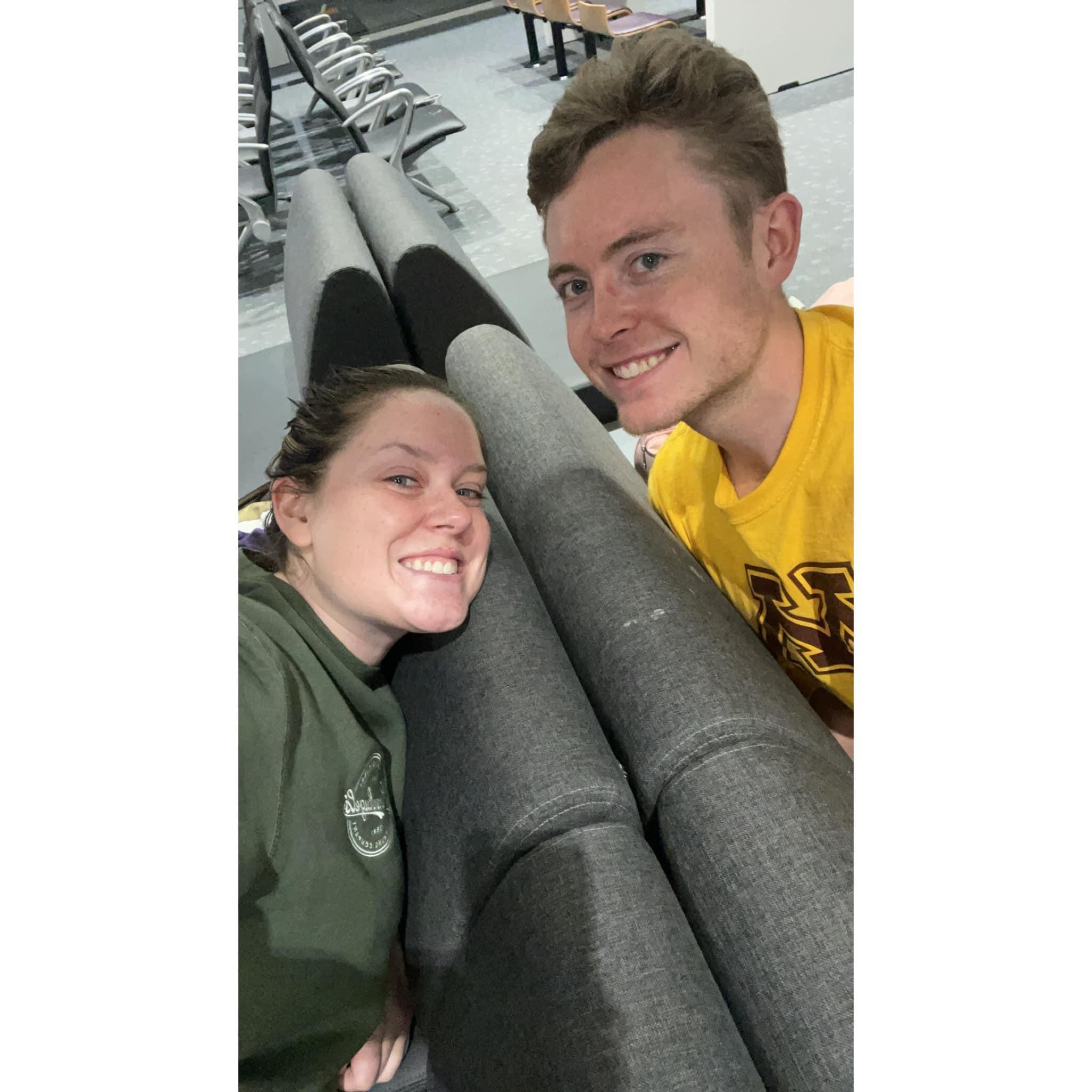 Sleeping in an airport after almost 24 hours worth of delays