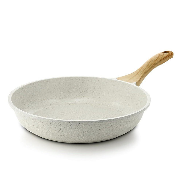 SENSARTE Nonstick Ceramic Frying Pan Skillet, 12.5 Inch Omelet Pan, Healthy Non Toxic Chef Pan, Induction Compatible Egg Pan with Heat Resistant Handle, PFAS-Free, White