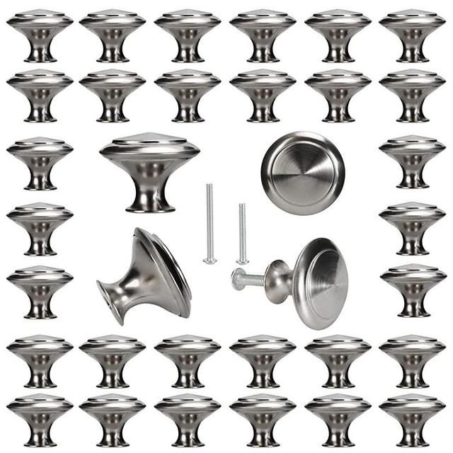 BEIUTAO 35 Pack Cabinet Knobs, Knobs for Cabinets and Drawers, Kitchen Cabinet Knobs, Brushed Nickel Zinc Knobs with 70 Screws, Modern Drawer Knobs for Cupboard Door, Dresser, Drawer
