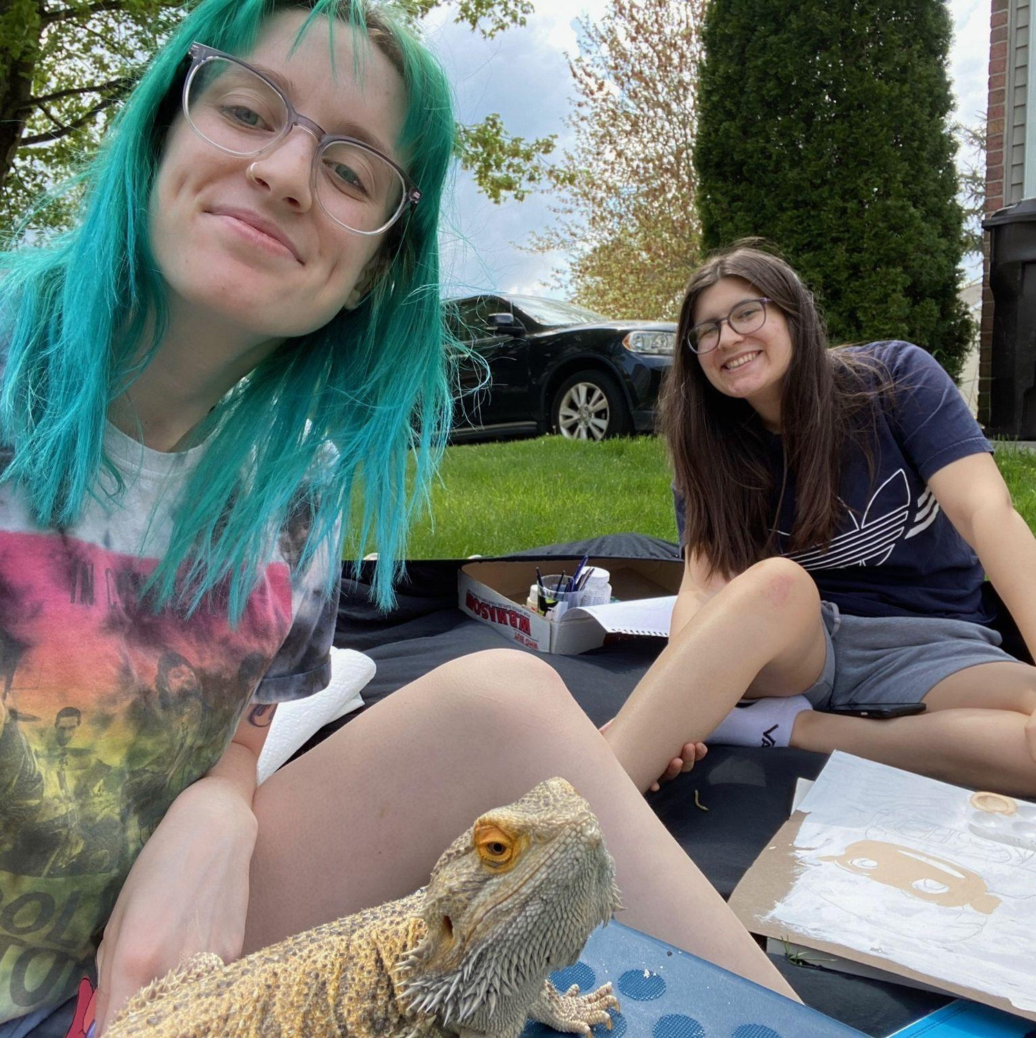 Arts & crafts outside with Bernie, April 2021