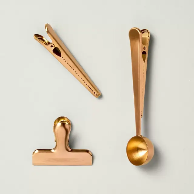 3pc Stainless Steel Coffee Scoop and Clips Copper Finish - Hearth & Hand™ with Magnolia