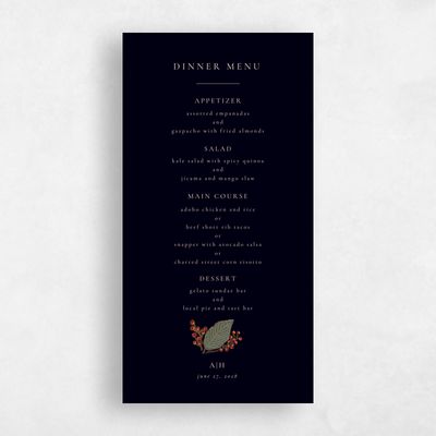 Black Wedding Menu - Elody