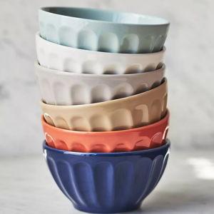 The Latte Stoneware Cereal Bowls, Assorted Set of 6: Amelie Edition