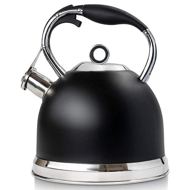 Tea Kettle Best 3 Quart induction Modern Stainless Steel Surgical Whistling Teapot - Pot For Stove Top,Black