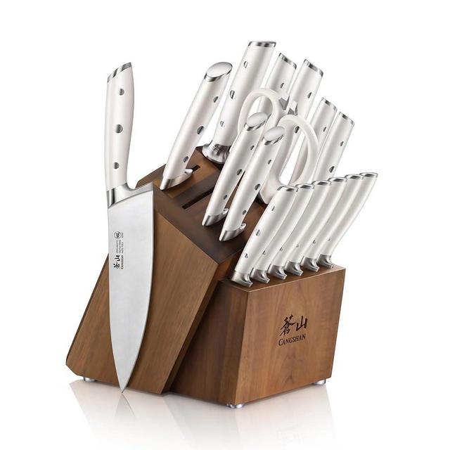 Cangshan Alps Series German Steel Forged 17-Piece Knife Block Set, Acacia (White)