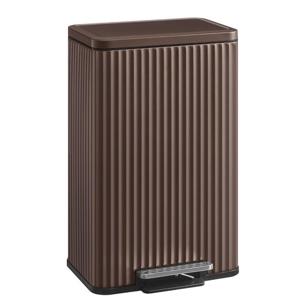 SONGMICS Trash Can, 13 Gallon (50 L) Garbage Can for Kitchen, with Lid, Pedal, and Removable Inner Bucket, Soft Close, Stainless Steel, 15 Trash Bags (Code K) Included, Brown ULTB586MZ01