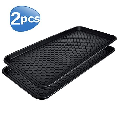 CHAIRLIN 2 Packs Waterproof Large Shoe Tray, All Purpose in Door and Out Door Boot Mat for Entryway Pet Food Tray Floor Protection Durable Shoe Organizer 30" x 15" x 1.2"