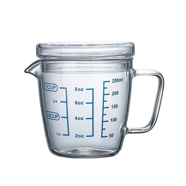 UPKOCH Heat Resistant Glass Measuring Cup Scale Marking Cup Microwave Measuring Cup with Lid for Home