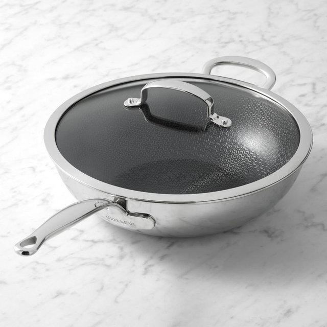 GreenPan™ Premiere Max Stainless-Steel Ceramic Nonstick Hybrid Wok, 12"