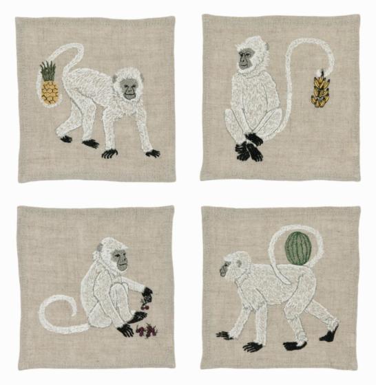 Coral and Tusk Embroidered Cocktail Napkins set of 4