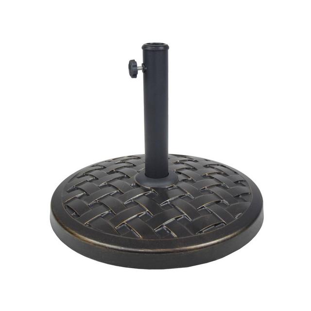 40lb Round Cement Umbrella Stand Bronze/Black - Oakland Living