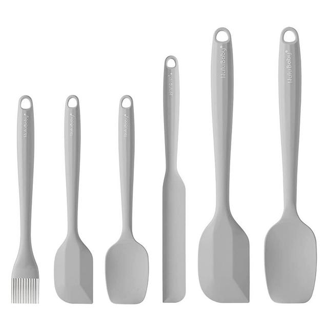 Silicone Spatula Set of 6 with Seamless One-Piece Design - Premium BPA-Free Non-Stick Rubber Spatulas Silicone Heat Resistant up to 600°F - Kitchen Utensils for Cooking Baking Mixing Scraping - Grey