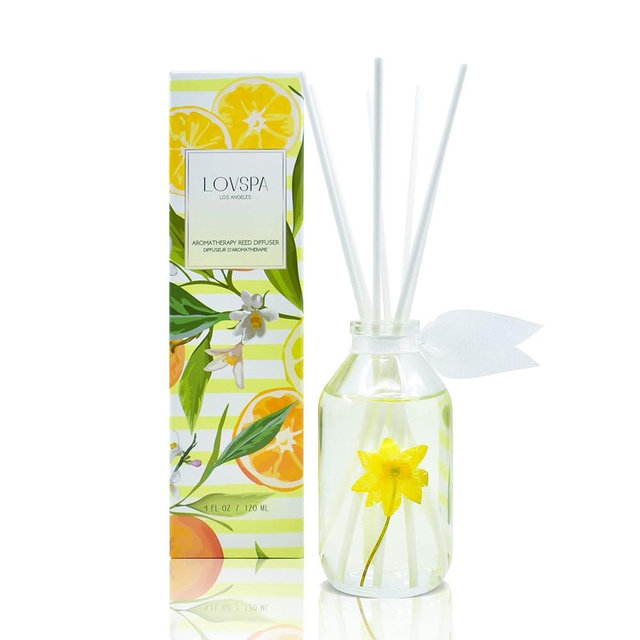 LOVSPA Coastal Citrus Scented Reed Diffuser Set - Fresh Scent Diffuser for Home - Non-Toxic Oil Reed Diffuser - Made in The USA