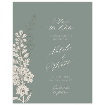 Deep Sage, Green Wedding Digital Save the Date - Felce Portrait