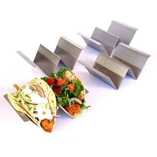 Taco Holder 4 Pack with Handles - Taco Holders - Taco Stand - Taco Tray - Taco Rack - Stainless Steel Taco Holder (4 Pack with Handles)