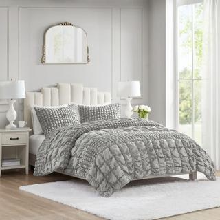 Evelyn 3-Piece Stripe Ruched Comforter Set