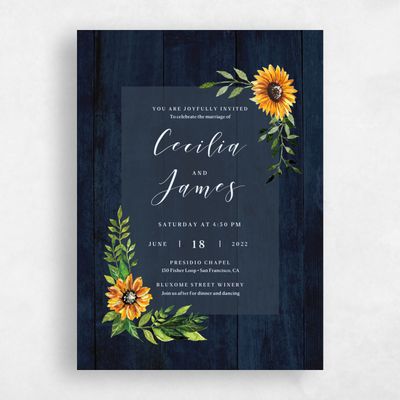 Navy, Blue Wedding Invitation - Sunnyridge Frame
