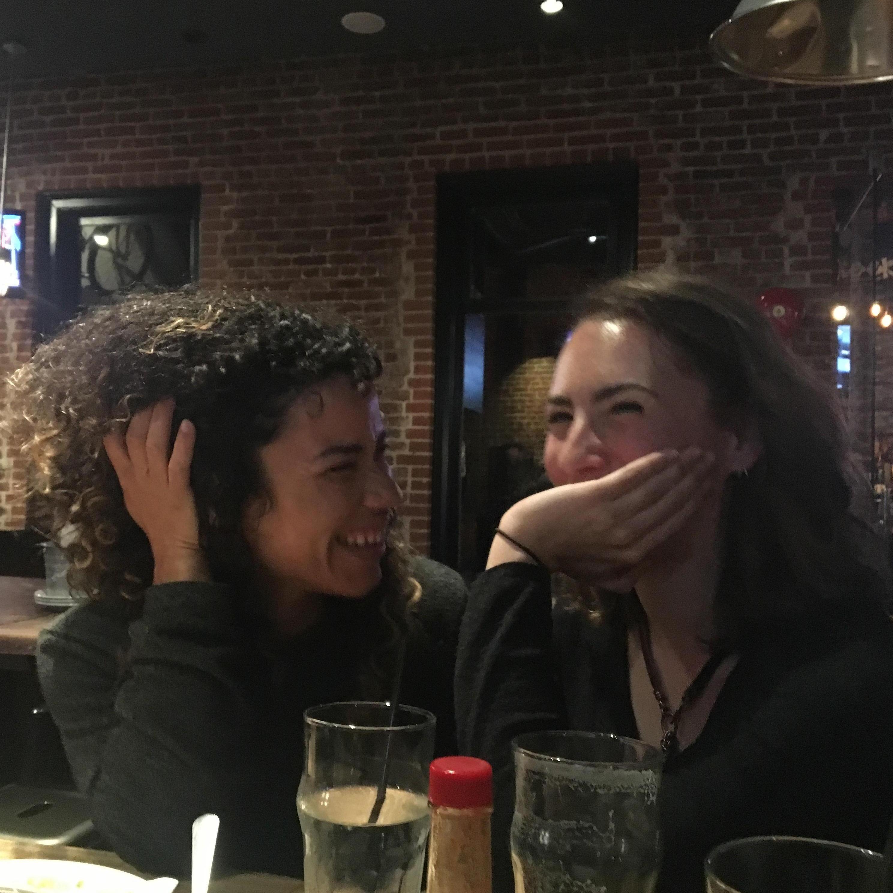 After Jade performed at The Rose we went for drinks and a bite to eat with friends. This blurry blushing photo is the first photo that we have together.