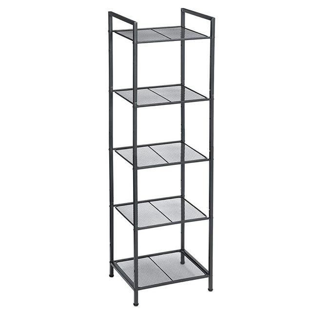 SONGMICS Bathroom Shelf, 5-Tier Storage Rack, Industrial Style Extendable Plant Stand with Adjustable Shelf, for Bathroom, Living Room, Balcony, Kitchen, Black UBSC35BK