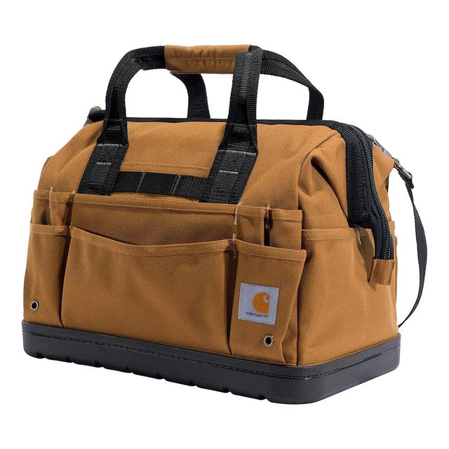 Carhartt Onsite Tool Bag, Durable Water-Resistant, Tool Storage Bag, Heavyweight w/Molded Base, 16-Inch, Carhartt Brown