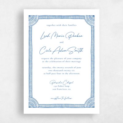 White Bordered Wedding Invitation - Blevio Portrait