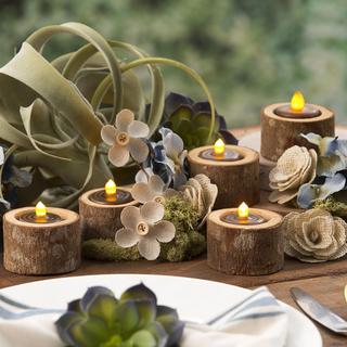 Wooden Tea Light Holders, Set of 6