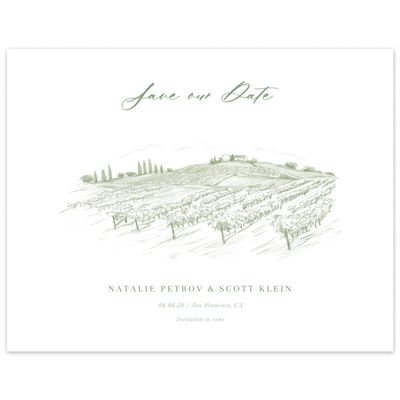 Bright Sage, Green Wedding Digital Save the Date - Fico Landscape